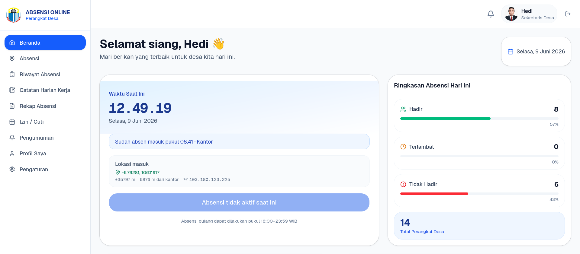 Pemerintah Desa Pondokpanjang Terapkan Absensi Online untuk Tingkatkan Disiplin